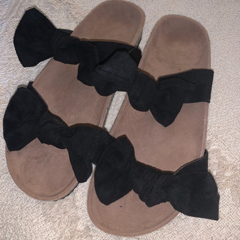 Double Bow Cork Sole Slides